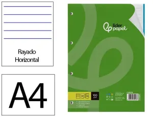 Recambios Liderpapel A4 100 Hojas 1 Raya 4 Taladros 72247