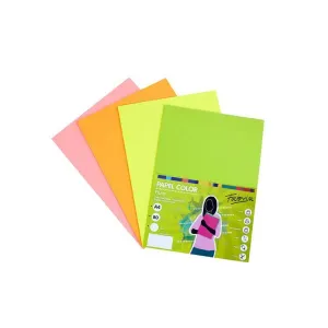 Pack 250 Hojas Papel Fabrisa A4 80Gr 4 Colores Fluor 15635