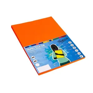 Pack 100 Hojas Papel Fabrisa A4 80Gr Naranja 15626