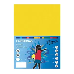 Pack 50 Cartulinas Fabrisa A3 Amarillo Fuerte 16564