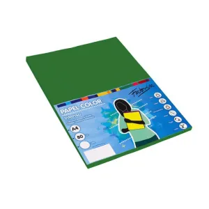 Pack 100 Hojas Papel Fabrisa A4 80Gr Verde Oscuro 17108