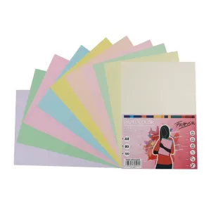 Pack 100 Hojas Papel Fabrisa A4 80Gr 10 Colores Pastel 16327