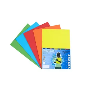Pack 250 Hojas Papel Fabrisa A4 80Gr 5 Colores Fuertes 16330