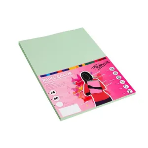 Pack 100 Hojas Papel Fabrisa A4 80Gr Verde Pastel 15621