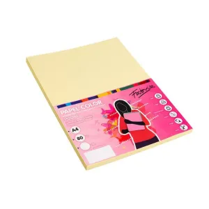 Pack 100 Hojas Papel Fabrisa A4 80Gr Amarillo Pastel 15617