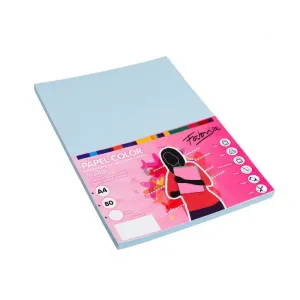 Pack 100 Hojas Papel Fabrisa A4 80Gr Azul Claro 15618