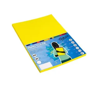 Pack 100 Hojas Papel Fabrisa A4 80Gr Amarillo Fuerte 15624