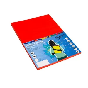 Pack 100 Hojas Papel Fabrisa A4 80Gr Rojo 15627