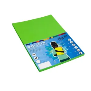 Pack 100 Hojas Papel Fabrisa A4 80Gr Verde Fuerte 15625