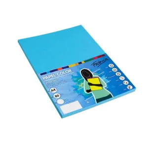 Pack 100 Hojas Papel Fabrisa A4 80Gr Azul Turquesa 15628
