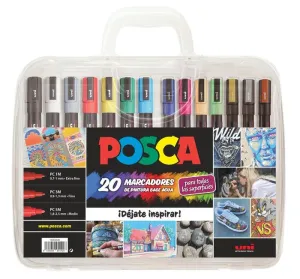 Maletin de Plastico con 20 Rotuladores Posca Surtidos 182634649