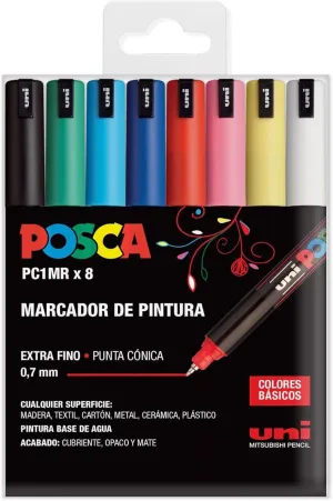 Estuche de Plastico con 8 Rotuladores Posca Pc-1Mr Colores Surtidos 182634684