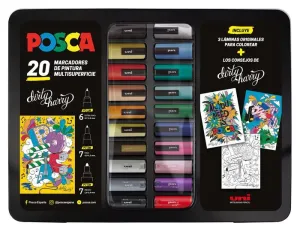 Estuche de Metal con 20 Rotuladores Posca Dirty Harry Colores Surtidos 182634820