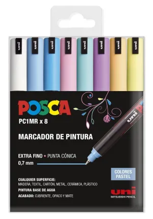 Estuche de Plastico con 8 Rotuladores Posca Pc-1Mr Colores Surtidos Pastel 182634847