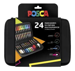 Estuche de Plastico con 24 Rotuladores Posca Colores Surtidos