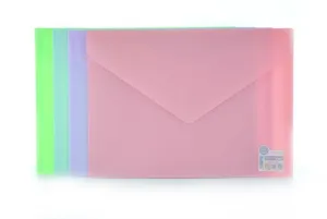 Sobre Plastico Office Box Folio Velcro Pastel Colores Surtido 90105