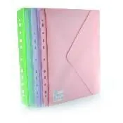 Sobre Plastico Office Box Velcro 11 Taladros Folio Pastel Colores Surtidos 35705