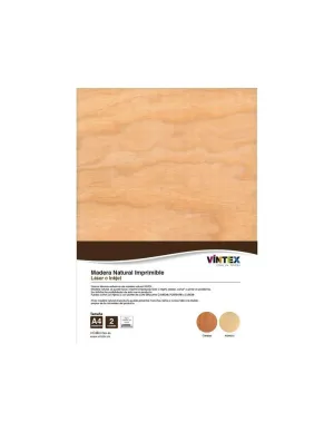 Pack 2 Laminas Vintex Madera Adhesivas A4 Cerezo Mad-Impr-Ad-C
