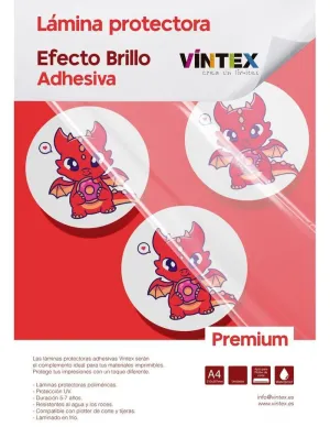 Pack 6 Laminas Vintex Protectoras Adhesivo Premium A4 Brillo Vin-Adh-Lpab