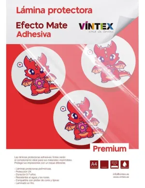 Pack 6 Laminas Vintex Protectoras Adhesivo Premium A4 Mate Vin-Adh-Lpam