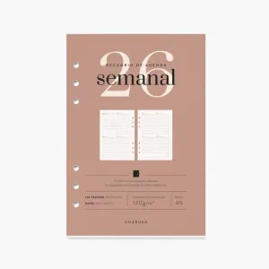 Recambio Agenda Anillas Charuca 2026 A5 Semanal