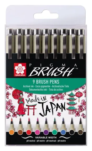 Pack 9 Rotuladores Sakura Pigma Brush Poxsdkbr9