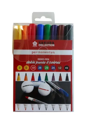 Estuche de Plastico con 8 Rotuladores Permanentes Sakura Doble Punta Po08001