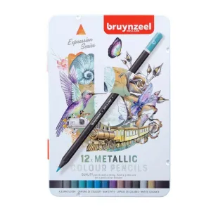 Estuche de Metal con 12 Lapices de Colores Metalizados Bruynzeel Expression 60312212