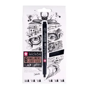 Pack 6 Rotuladores Sakura Pigma Micron Black & Edition Negro Poxsdkb6