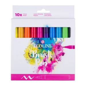 Pack 10 Rotuladores Talens Ecoline Brush Tinta Acuarela Pen Colores Primarios 11509022