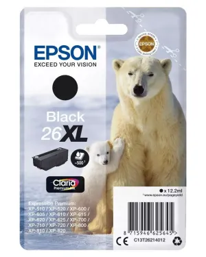 Cartucho Tinta Epson 26 Xl C13T26214012 Negro